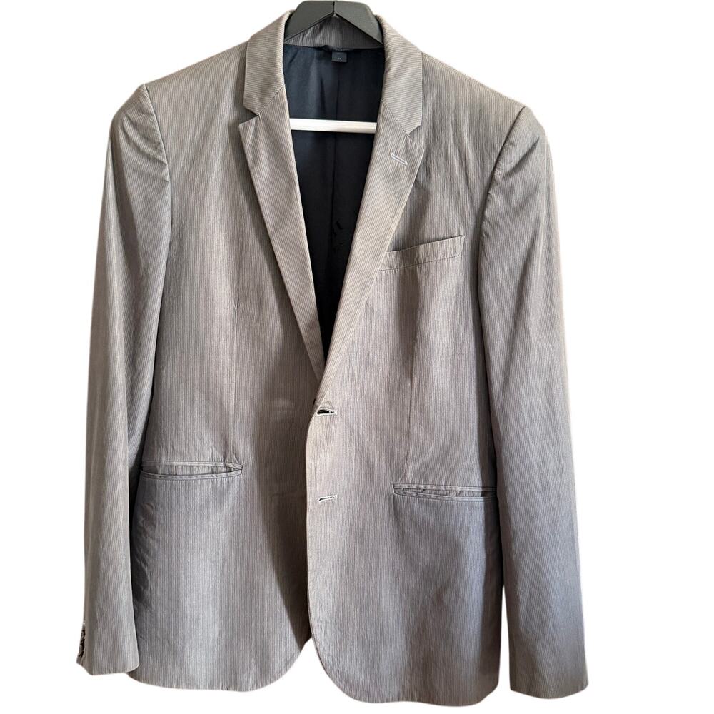 Y2K Vintage BURBERRY PRORSUM Gray Pinstriped Cotton Casual Blazer Sports Coat 48